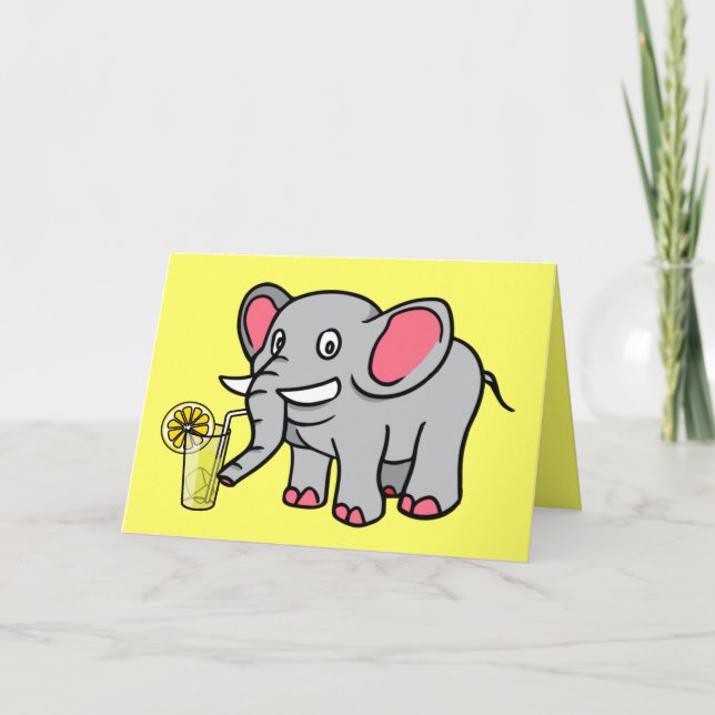 Carte de soutien Elephant Drating Lemonade (Devant)