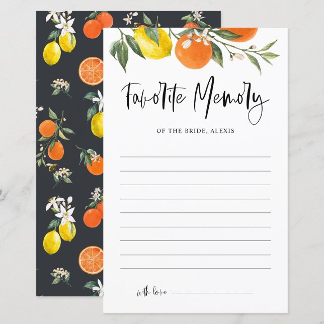 Carte de souvenir botanique préféré de la mariée a (Devant / Derrière)