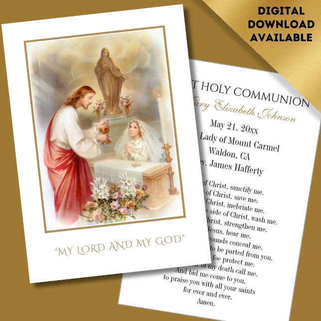 Carte de souvenir catholique de la communion GIrl (Créateur téléchargé)