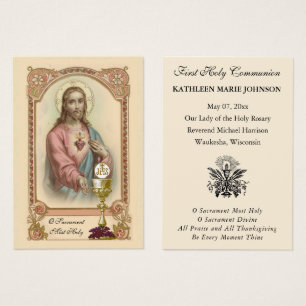 Carte de souvenir catholique de la première commun