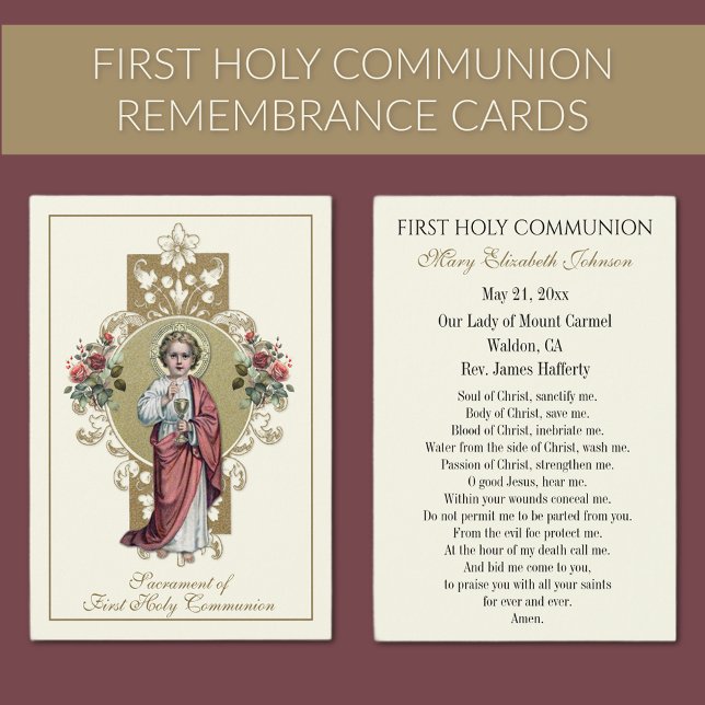 Carte de souvenir catholique de première communion (Créateur téléchargé)
