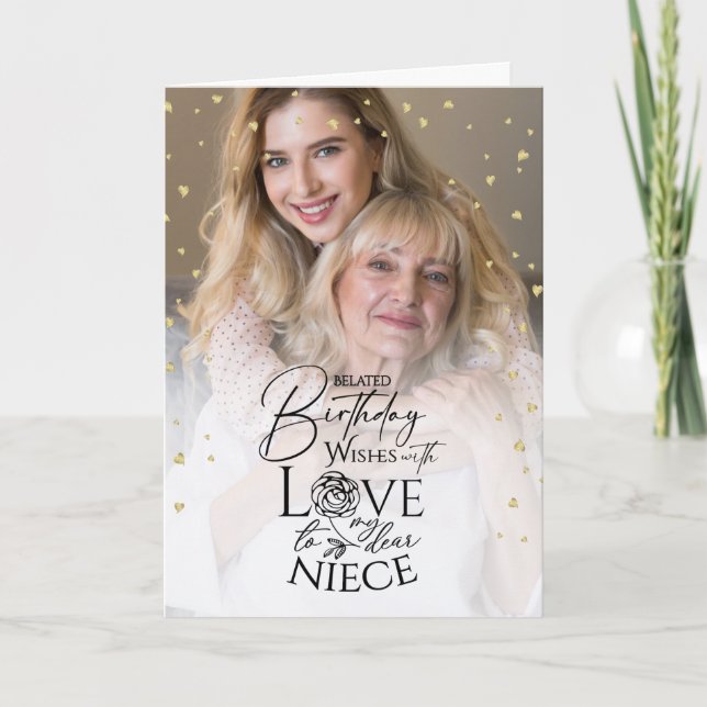 Carte de souvenir d'anniversaire retardé pour nièc (Devant)