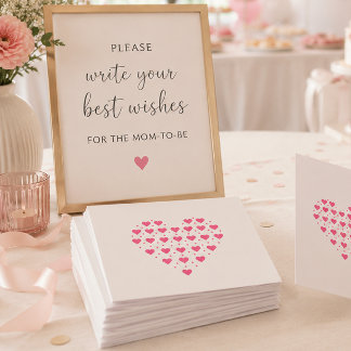 Carte de souvenir de Baby Shower avec des cœurs