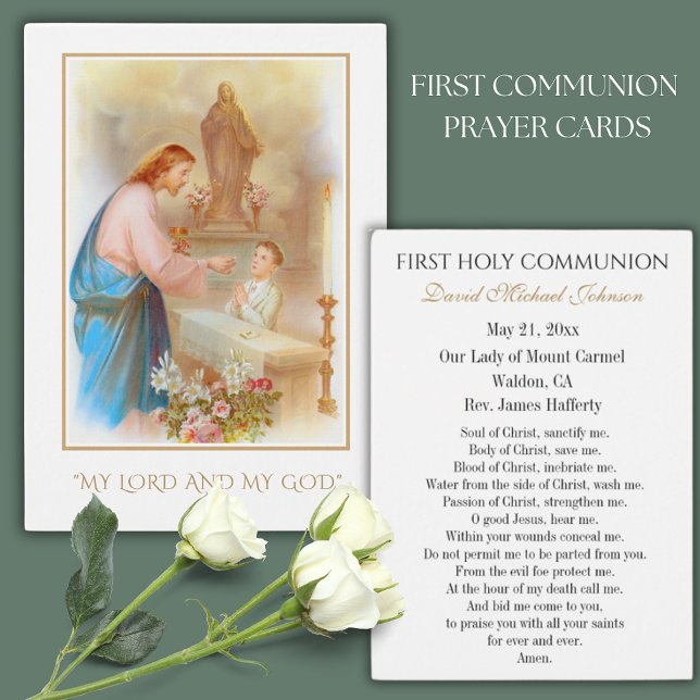 Carte de souvenir de communion catholique pour gar (Créateur téléchargé)