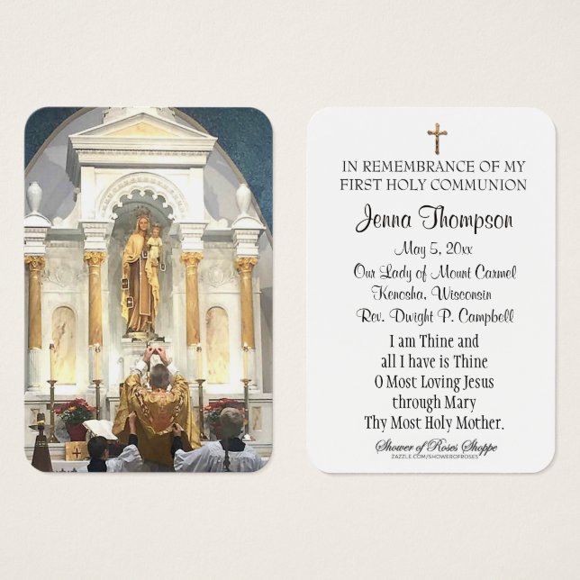 Carte de souvenir de la première sainte communion  (Devant & derrière)