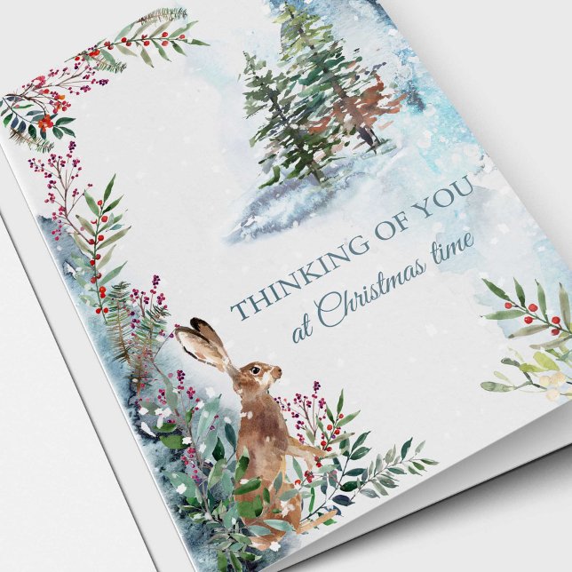 Carte de souvenir de Noël | Bois (Thinking of You At Christmas Time Sympathy Bereavement Memorial Christmas Holiday card)