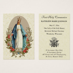 Carte de souvenir de première communion catholique