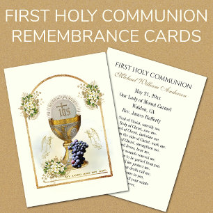 Carte de souvenir de première communion catholique