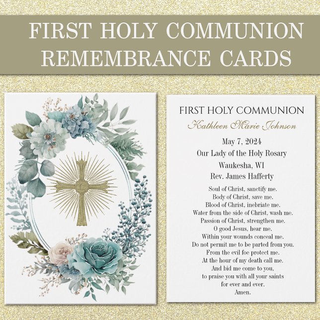 Carte de souvenir de première communion catholique (Créateur téléchargé)