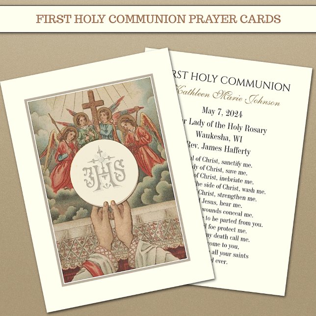 Carte de souvenir de première communion catholique (Créateur téléchargé)