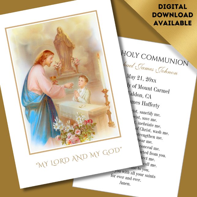 Carte de souvenir de première communion catholique (Créateur téléchargé)
