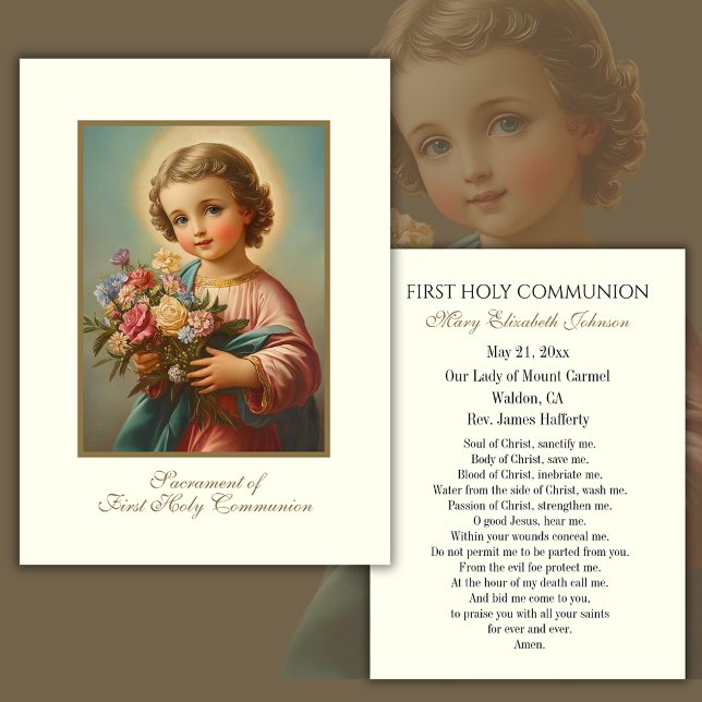 Carte de souvenir de première communion catholique (Créateur téléchargé)