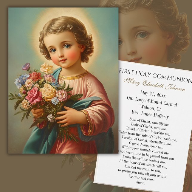 Carte de souvenir de première communion catholique (Créateur téléchargé)