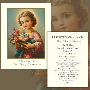 Carte de souvenir de première communion catholique