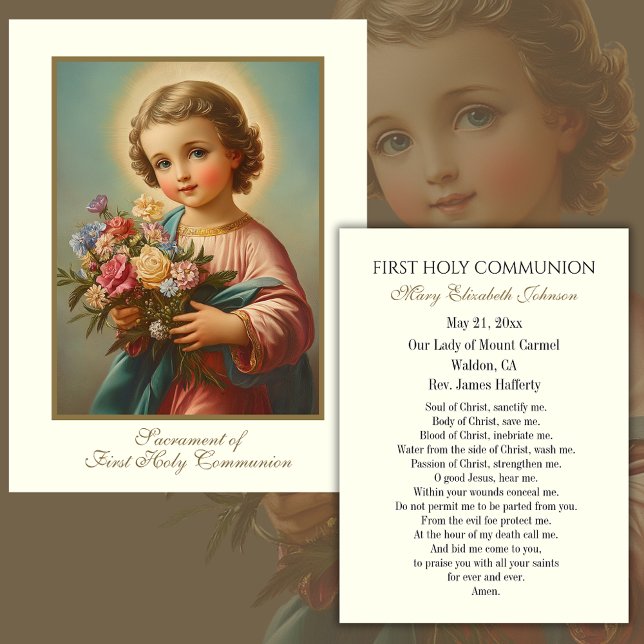 Carte de souvenir de première communion catholique (Créateur téléchargé)