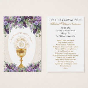 Carte de souvenir de première communion catholique