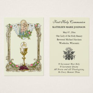 Carte de souvenir de première communion catholique