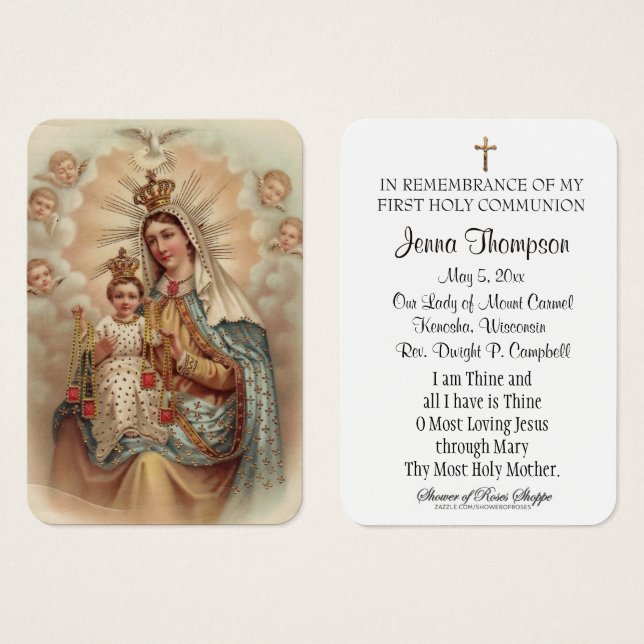 Carte de souvenir de première communion du Mont Ca (Devant & derrière)