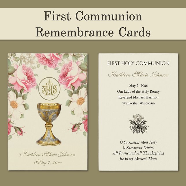 Carte de souvenir de première communion élégante (Créateur téléchargé)