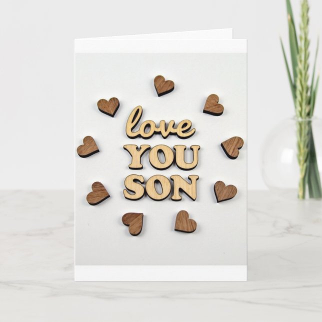 Carte de souvenir en bois « Je t'aime fils » (Devant)