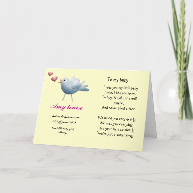 Carte de souvenir pour bébé ou enfant (Devant)