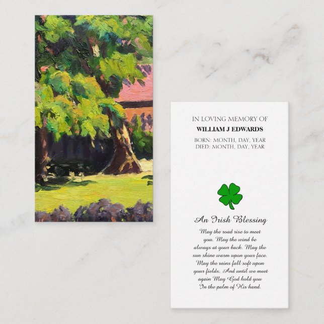 Carte de souvenir pour la célébration de la vie (Devant / Derrière)