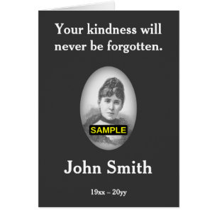 Carte de souvenir triste et sobre, avec photo