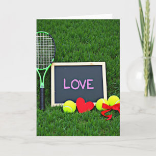 Carte de sport de tennis amusant d'amour