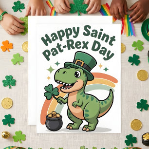 Carte de St Patrick pour enfants avec dinosaure