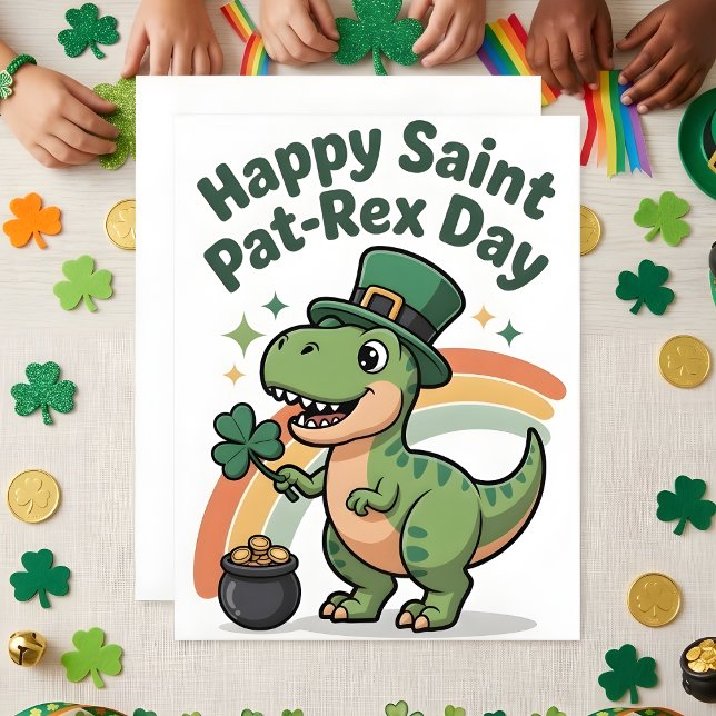 Carte de St Patrick pour enfants avec dinosaure (Créateur téléchargé)