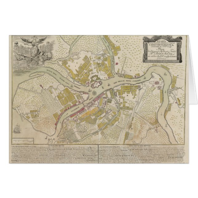 Carte de St Petersburg Russie, 1737 (Devant Horizontal)