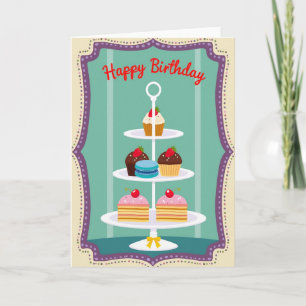 Carte de stand de dessert d'anniversaire sucré