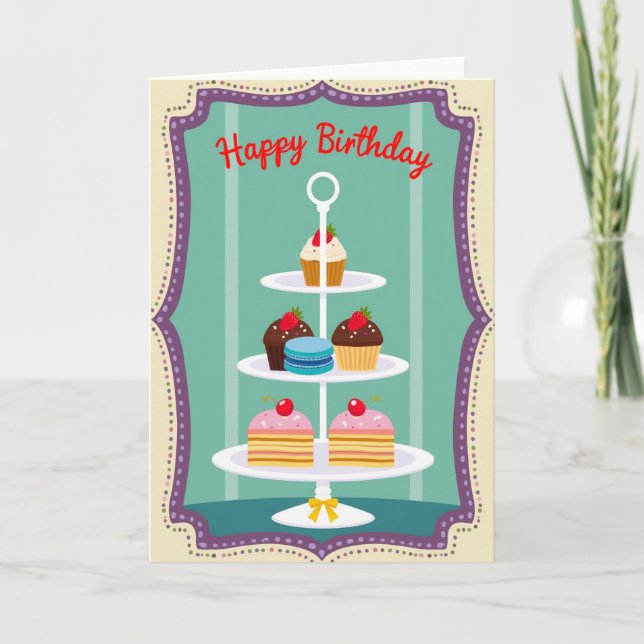 Carte de stand de dessert d'anniversaire sucré (Devant)