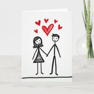 Carte de stick figure d'amour romantique