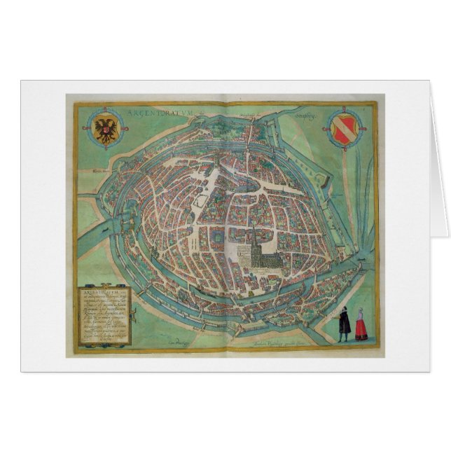 Carte de Strasbourg, de 'Civitates Orbis Terrarum (Devant horizontal)