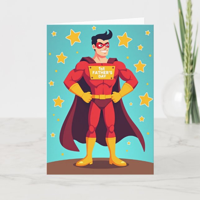 Carte de style bande dessinée Super Papa (Devant)