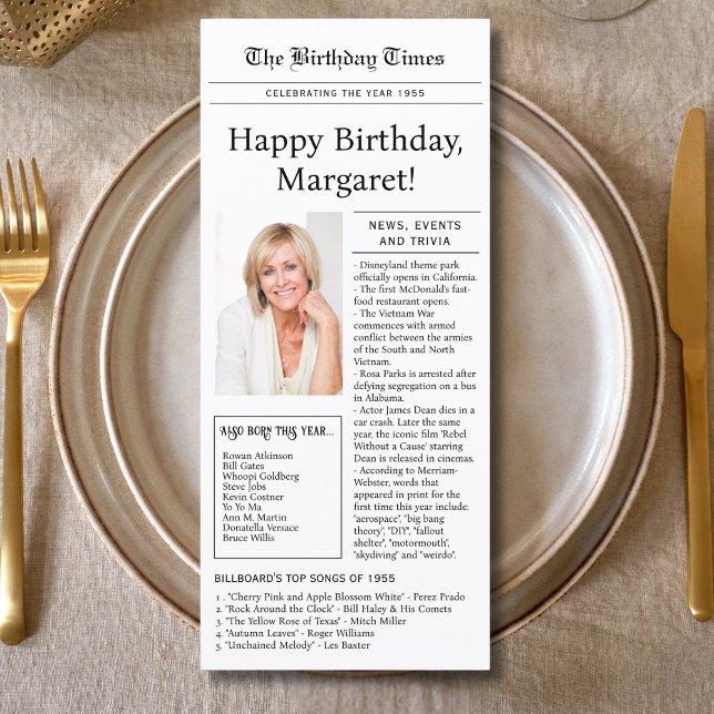 Carte de style menu plat pour 70e anniversaire ave (Créateur téléchargé)