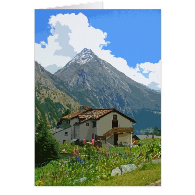 Carte de style poster rétro Saas Fee (Devant)