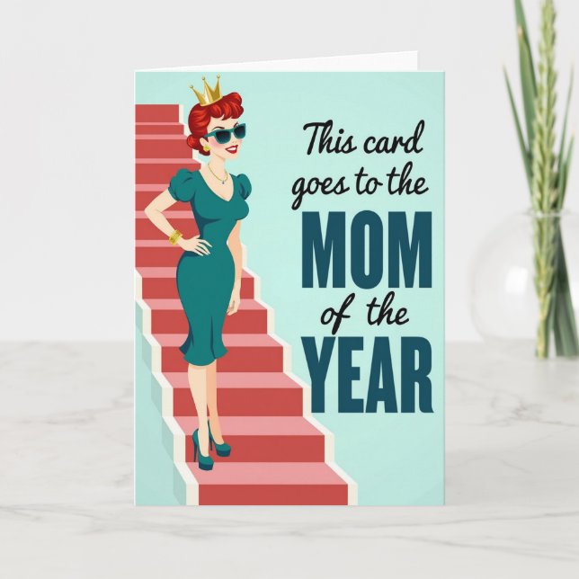 Carte de style rétro pour la mère de l'année (Devant)