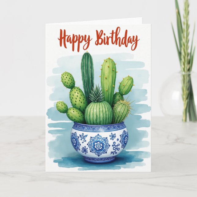 Carte de succulente à l'aquarelle joyeuse (Devant)