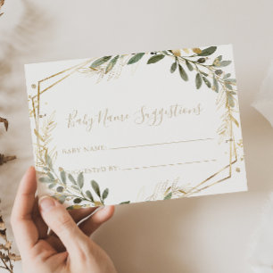 Carte de suggestion de nom de bébé Geometry Gold G