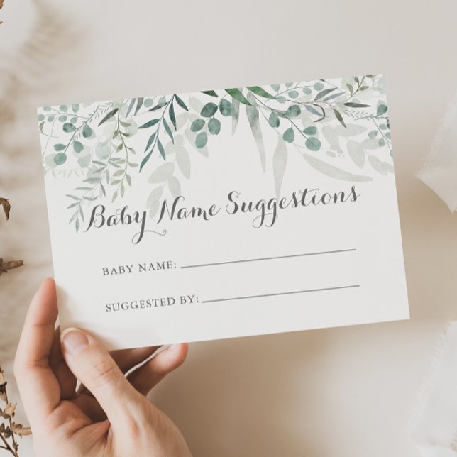 Carte de suggestion minimaliste Eucalyptus Baby Na (Créateur téléchargé)