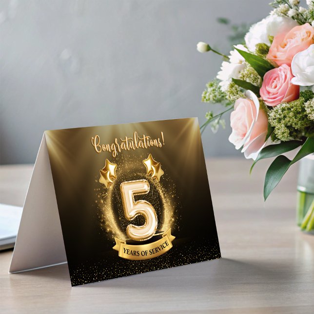 Carte de suivi de 5 ans pour l'employé (5 Years Employee Milestone Anniversary Fold Card)