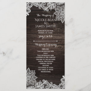 Carte de support de programme de mariage en bois r