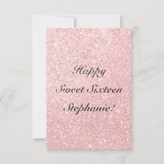 Carte de Sweet sixteen de Parties scintillant rose