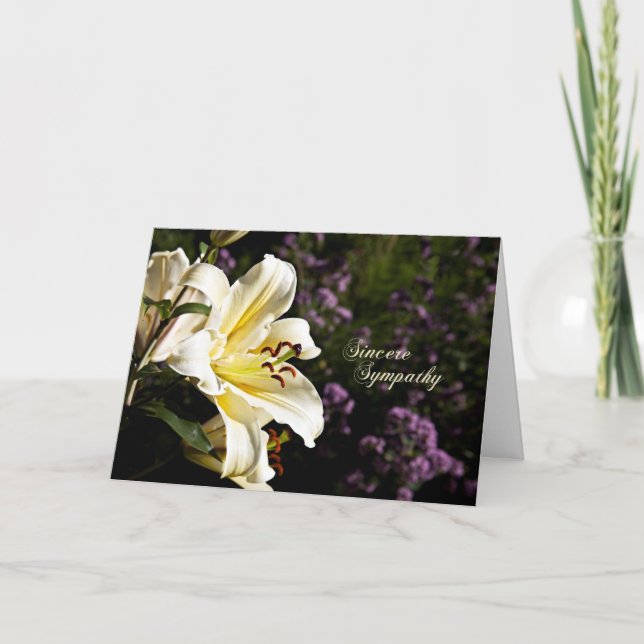 Carte de sympathie avec un lis blanc (Devant)