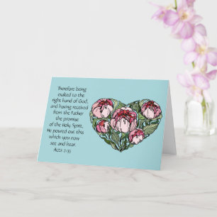 Carte de sympathie, Coeur floral, verset biblique