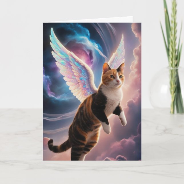 Carte de sympathie d'ange de chat calicot mignon (Devant)