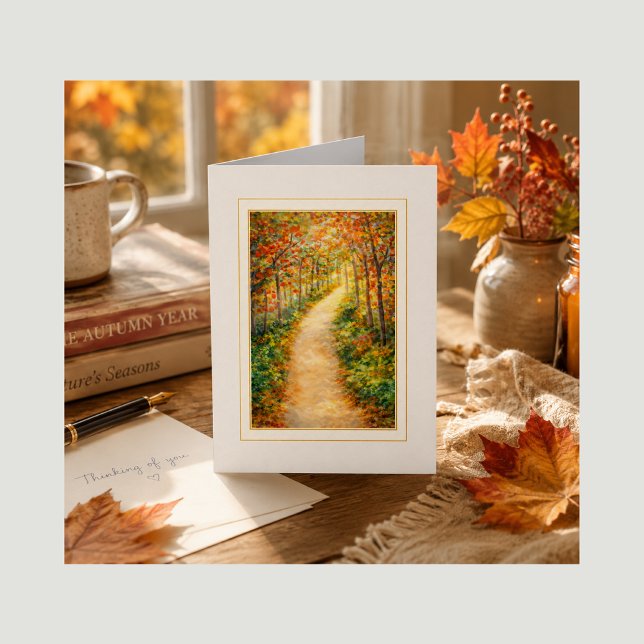 Carte de sympathie d'automne – Pensées pour vous (A timeless autumn card to cherish, display, or share with someone close to your heart.)