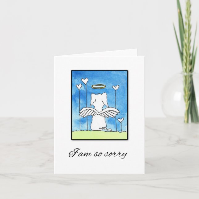 Carte de sympathie de chien, Ange de chien avec ai (Devant)